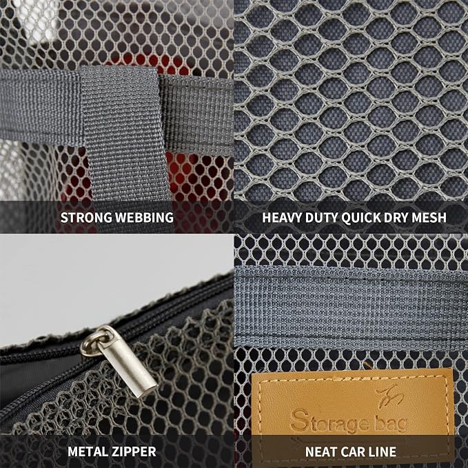 TOPASION Mesh Shower Caddy Bag Portable Hanging Toiletry and Bath Organizer with Zipper for Travel, Gym, Camping, College Dorms, Beach