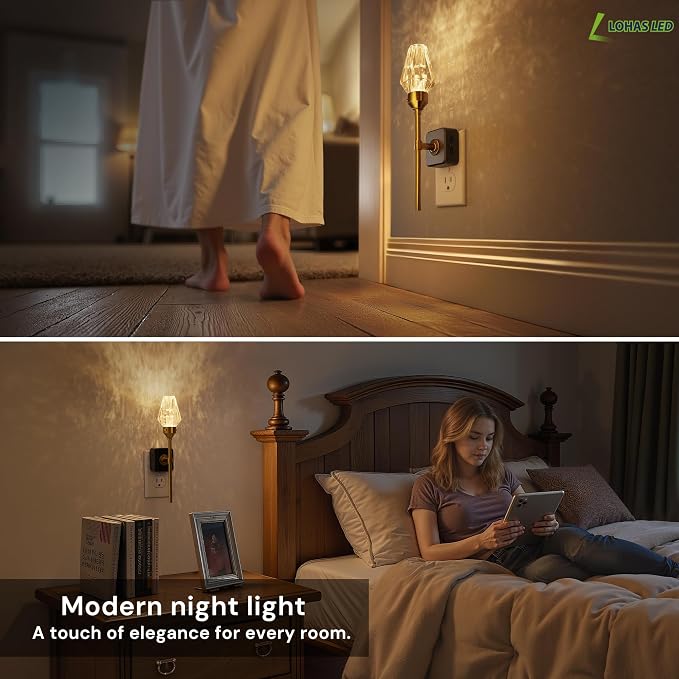 L LOHAS LED Night Light, 2 Pack Night Lights Plug into Wall | Automatic Night Lights Plug in with Auto Light Sensor, 0-100LM Adjustable Brightness Rotating Night Light for Bedroom Hallway