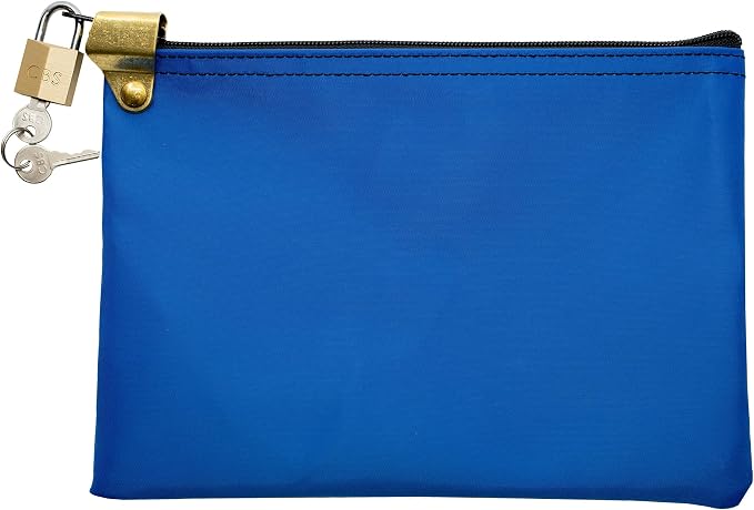 Medication Security Bag with Padlock, Royal Blue | Zipper Hood, 2 keys, Small Pill Bag, Travel Carry Pouch, Medicine Storage