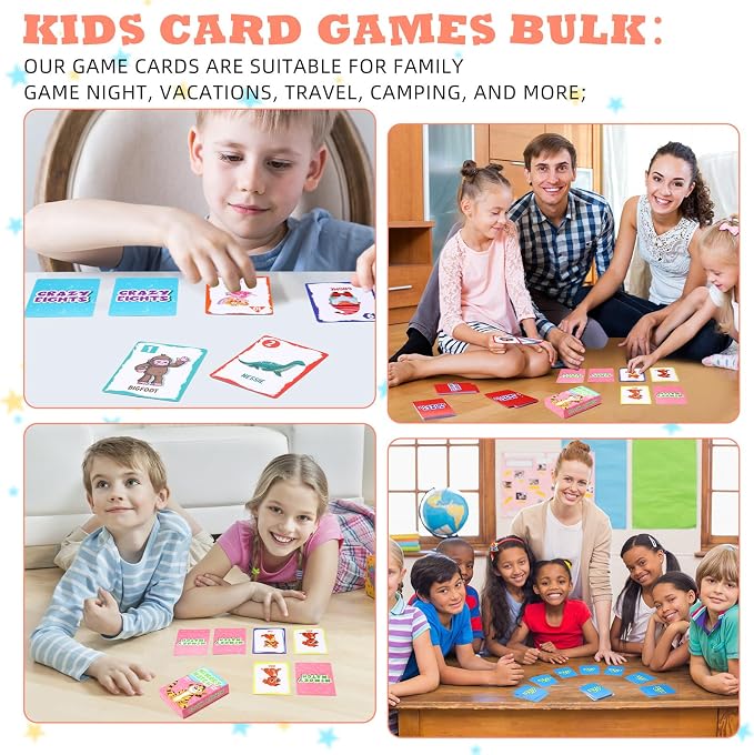 Zubebe 7 Pack Kids Card Games Gifts Bulk Classic Playing Card Game Set for Kids Includes Go Fish, Old Maid, Crazy Eights, Memory Match, Slap Jack, Playing Toy for Party Favors (Classic)