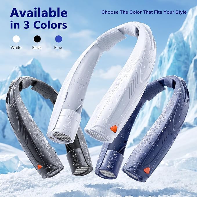 Portable Neck Fan with Reading Light, 6-Speed Wearable Fan, 6000mAh USB-C Rechargeable Hands Free Fan, Summer Gifts for Men Women, for World Cup, Outdoor Work, Travel, Camping - White