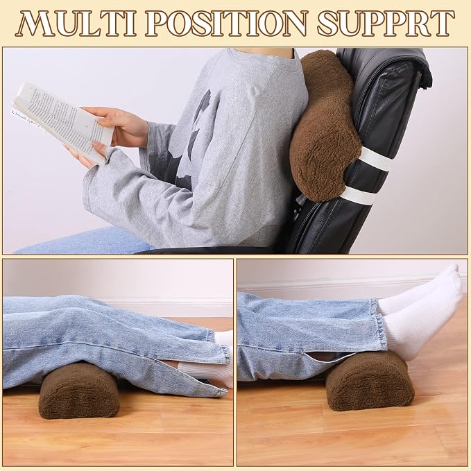 Sintuff Recliner Leg Rest Cushion Sofa Footrest Pillow with Cover Half Moon Bolster Pillow Under Knee Pillow for Sleeping On Back Alleviating Pain, 19.7 x 8 x 3.5 Inch (Brown)