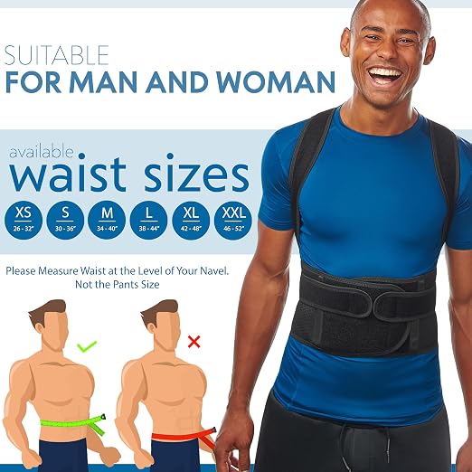 Selbite Posture Corrector for Men and Women - Back Brace for Upper and Lower Body Support - Adjustable Straightener with Pain Relief and Muscle Memory (Small)