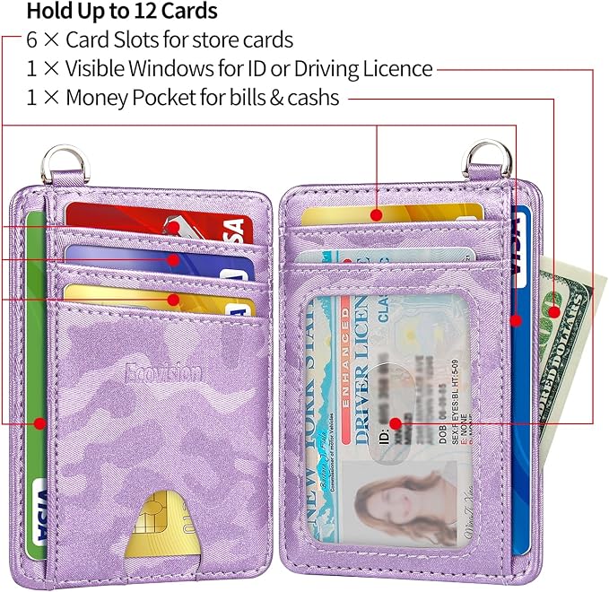 Slim Minimalist Front Pocket Wallet, RFID Blocking Credit Card Holder Wallet with Detachable D-Shackle for Men Women