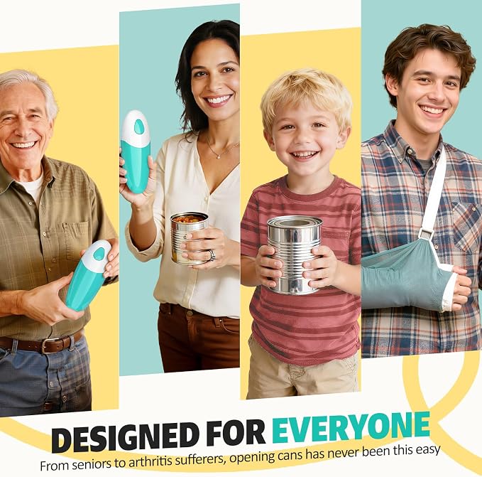 Electric Can Opener, One-Touch Automatic Can Opener Easy Side Cut All Can Sizes with Smooth Edge, Handsfree Battery Operated Kitchen Gadget Safe for Seniors & Arthritis