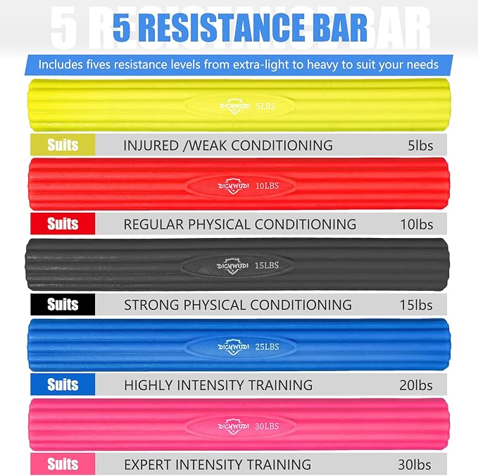 DICYWUDI Flex Therapy Bar and Grip Strength Trainers set, Physical Therapy & Resistance Bar for Golfers Elbow, Tendinitis, Wrist,Forearms Pain, Improve Grip Strength and Relieve Pain