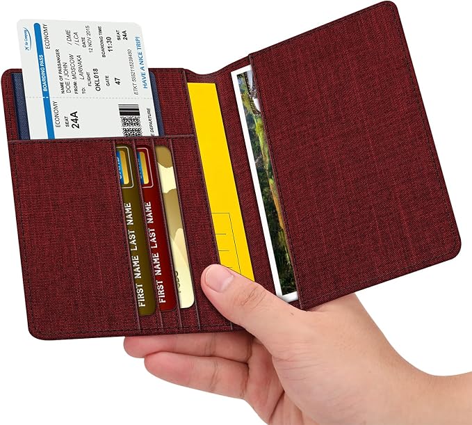 FINTIE Passport Holder, Slim Travel Wallet RFID Blocking Card Case Cover | Passport Cover Protector Essentials with Credit Card Slots, For Women/Men