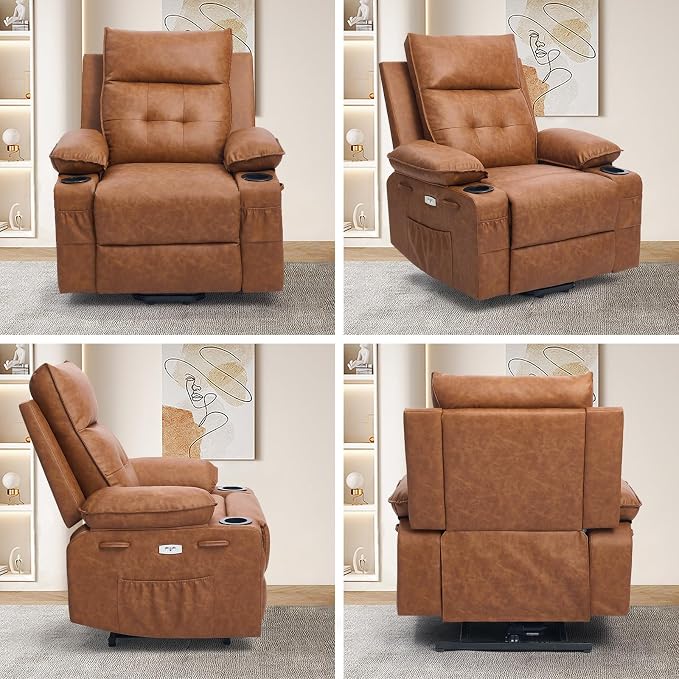 Power Lift Chair for Elderly,Electric Recliner Chair with Vibrating Massage & Heating,Living Room Chair with Thickened armrest,USB Ports,2 Cup Holders