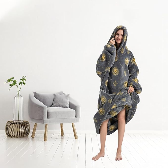 Blanket Hoodie, Long Hooded Blanket Sweatshirt as Birthday Gifts for Women Men, Long Wearable Blanket for Women Men.