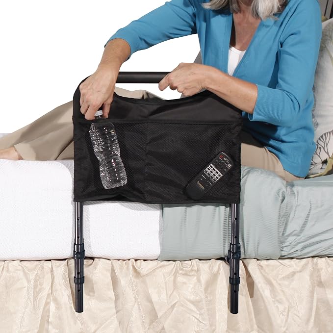 Able Life Bedside Safety Handle, Padded Stand Assist Railing for Seniors, Height Adjustable Bed Rail with Pouch for Elderly Adults, Fits King, Queen, Full and Twin Beds, ASTM Safety Approved Bedrail