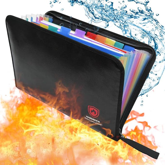 Fireproof Accordion File Organizer,Important Document Organizer,end of Life Planner Organizer Binder，Expanding Portable fire Proof Document Bag，Waterproof Folio Holder File folders for A4 Paper