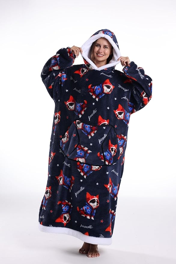 Blanket Hoodie, Long Hooded Blanket Sweatshirt as Birthday Gifts for Women Men, Long Wearable Blanket for Women Men.