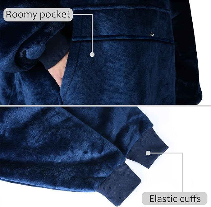 Catalonia Oversized Blanket Hoodie Sweatshirt, Wearable Sherpa Lounging Pullover for Adults Women Men