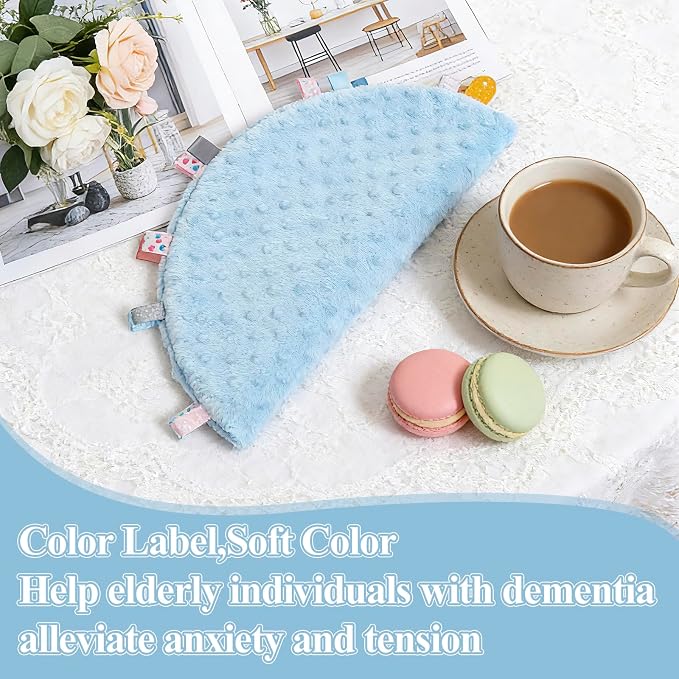 Fidget Blanket for Adults with Dementia, Sensory Mat for Alzheimers Patients, Dementia Activites for Senior (Light Blue, Round - Diameter 50cm / 19.69 inch)