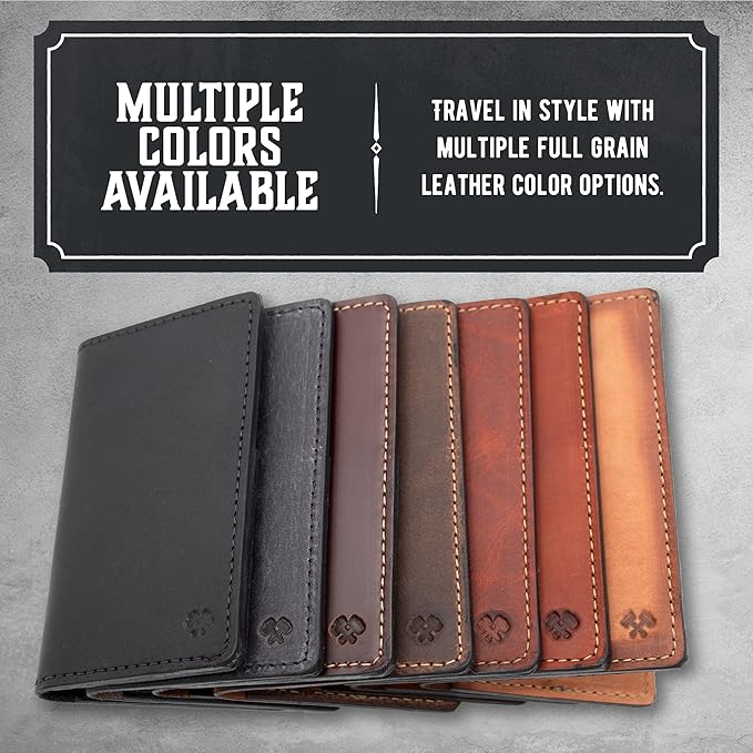 Leather Passport Holder for Men | Made in USA | 3.5" x 5.5" Field Notes Cover | Bootlegger Brown