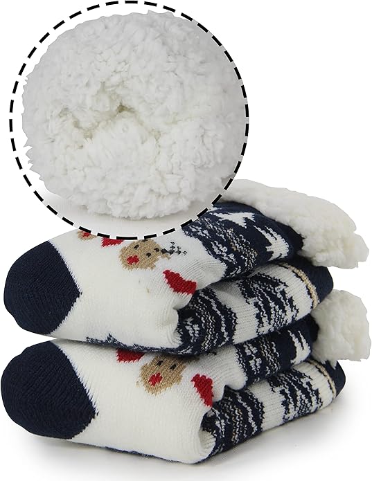BenSorts Women Winter Thick Slipper Socks with Grippers Non Slip Warm Fuzzy Socks Christmas Gifts