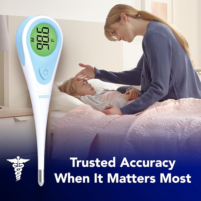 Vicks SpeedRead Digital Thermometer for Baby, Kids & Adults | Color-Coded Readings in 8 seconds, Oral, Baby Rectal Thermometer or Under The Arm, Water Resistant