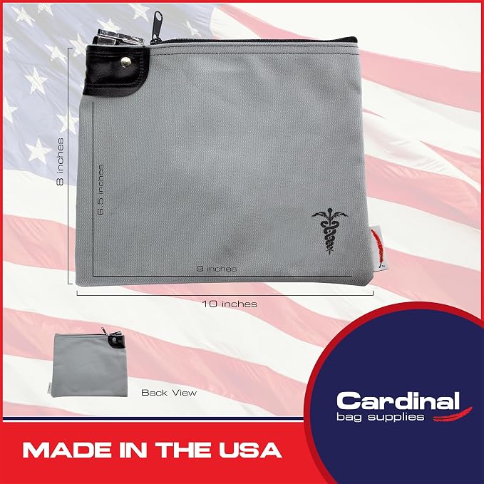 Canvas Medication Organizer Lock Bag, Gray, 8 x 10 | Travel Pill Organizer, 2 Keys Included, Heavy Duty Lock System, Pill Pouch
