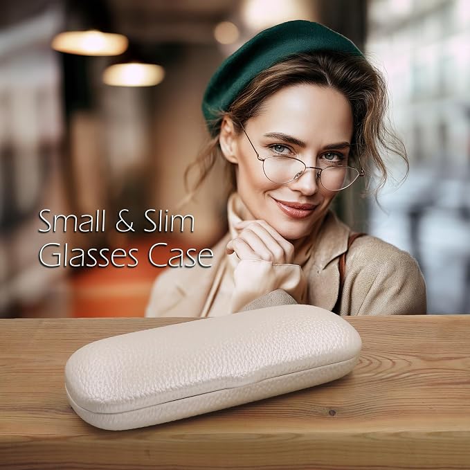 MyEyeglassCase Men Small Glasses case - Eyeglasses Hard Shell Holder Pouch & Cloth-Reading Slim & Narrow Case Heavy Duty