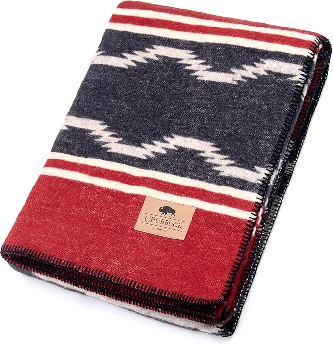 Chubbuck 100% Wool Blanket Camping (60" x 84") - Large Warm Blankets for Camping, Emergency, Outdoor Concerts and Home Use - Fire Retardant Blanket, Soft and Warm Blankets for Winter (Navigator)