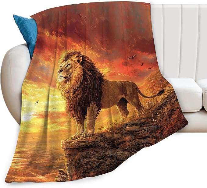 Lion Blanket Soft Cozy Lion Fleece Throw Blanket Warm Lightweight Animal Flannel Plush Bedding Stuff Decor Blankets Gifts for Lover Girls Boys Kids Women Adults Bed Travel 40"x50"