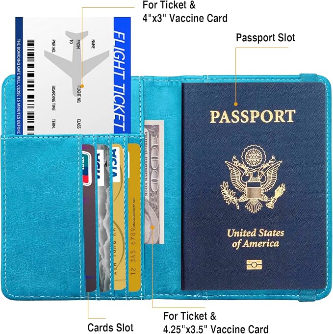 Premium Passport Holder for Travel RFID Blocking Passport Cover Slim | Passport Cover for Women Men Leather US Passport Wallet Case for Travel Passport Book Cover Travel Document Organizer Carrier