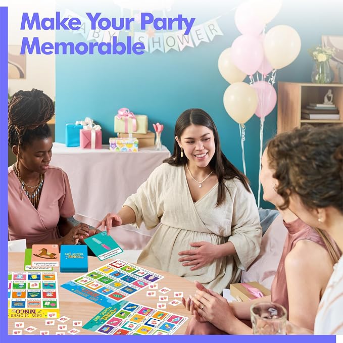 Gethelud Baby Shower Bingo Game, 50 Bilingual Spanish & English Bingo Cards for Gender Reveal Party, Baby Shower, Game Favors, Supplies, Decorations for Adults (50 Players)