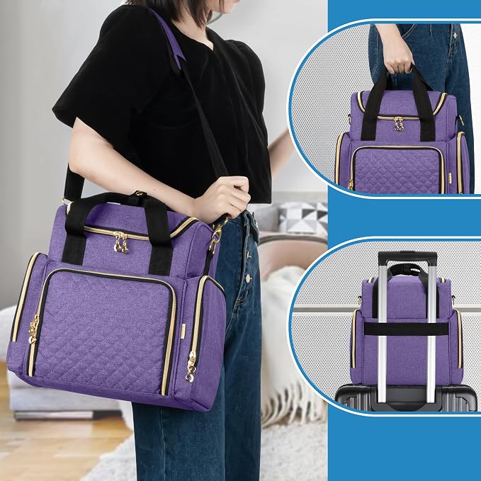 LUXJA Large Medicine Bag with 2 Removable Cases, Purple | Medicine Storage Bag with Multiple Pockets, Pill Bottle Organizer with Shoulder Strap, Trolley Sleeve for Travel or Home