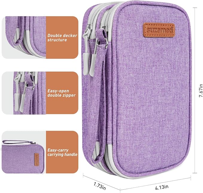 suzamed Insulin Cooler Travel Case, Double Layer Medicine Kit Diabetes Travel Case, Portable Medicine Organizer with 2Pack 150g Ice Pack TSA Approved for Insulin Pens Diabetic Supplies (Purple)