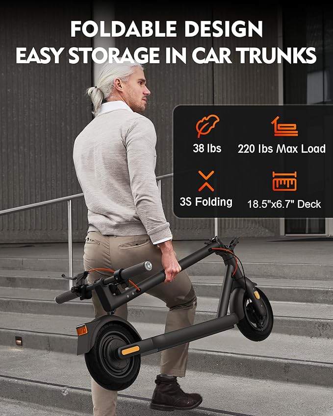 V22PRO Electric Scooter for Adults, 10" Honeycomb Tires, 14 Miles Range, 350W Motor & 20 MPH Portable Folding Commuting Electric Scooter with Turn Signals & App