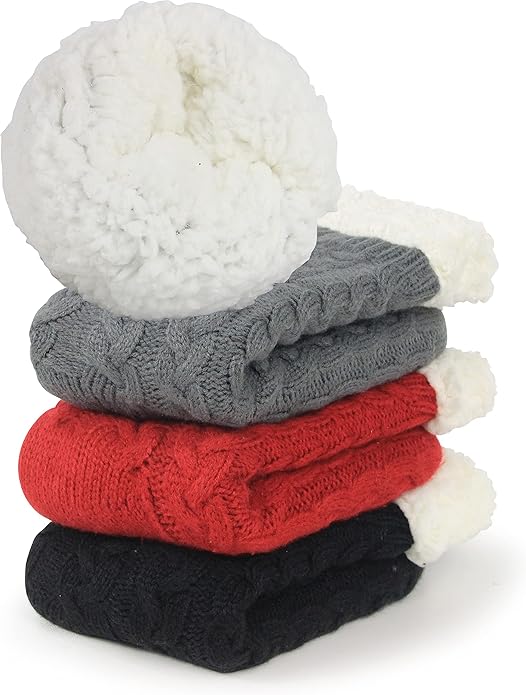 Slipper Socks for Women with Gripper - Winter Non Slip Thick Fuzzy Socks - Warm Cozy Christmas Gift