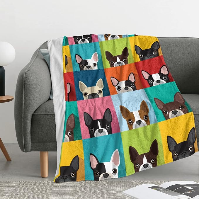 Jumbo Boston Terrier Blanket 60x80 Inches - Extra Large Fleece Throw for Family - Luxury Dog Blanket for King Bed - Boston Terrier Decor for Pet Lovers - Oversized Plush Blankets