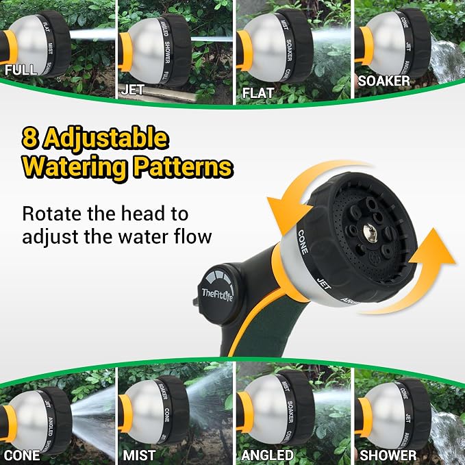 TheFitLife 25 FT Garden Hose, Heavy Duty, Lightweight, Non-Kink, Flexible | 25ft Non-Expandable Water Hose with Nozzle, Easy Control, Ideal for Patios, Small Yards, Daily Watering, 1/2 id x 25 feet
