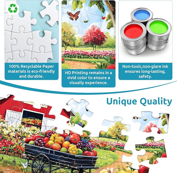 3 Pack 48 Large Piece Puzzles for Seniors, Dementia Alzheimer's Products Activities for Elderly Adults,Alzheimer’s Puzzle Memory Cognitive Games Easy Jigsaw Puzzle Gifts with 3 Storage Bags