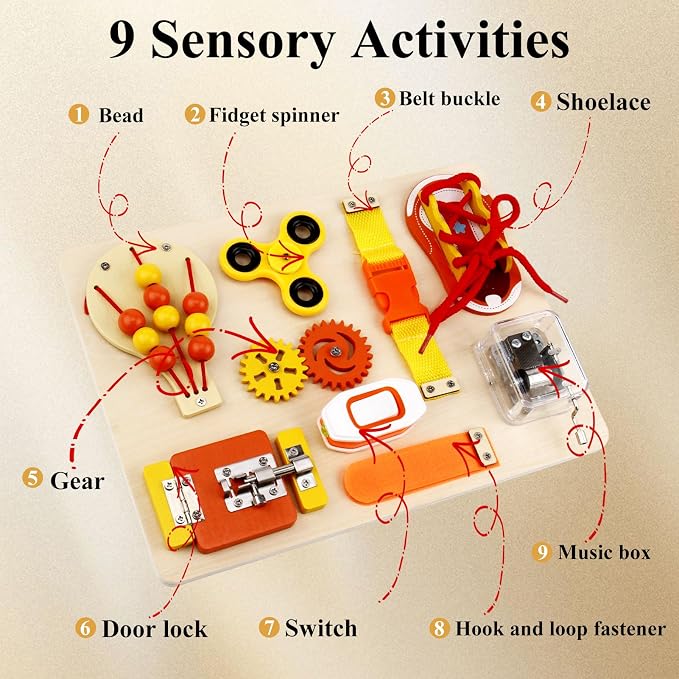 Fidget Busy Board for Adults with Dementia, Dementia Products for Seniors- Sensory Activity Board with Tactile Stimulation for Alzheimer's Patients, Ideal Gift for Memory Care