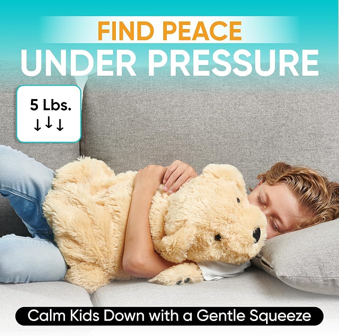 FRIENDLY CUDDLE Weighted Lap Blanket for Kids & Adults – Kids Weighted Blanket – ASD, Sensory Processing Weighted Stuffed Animals Dog Toy – Microwavable Weighted Lap Pad for Kids, 5 Lbs.