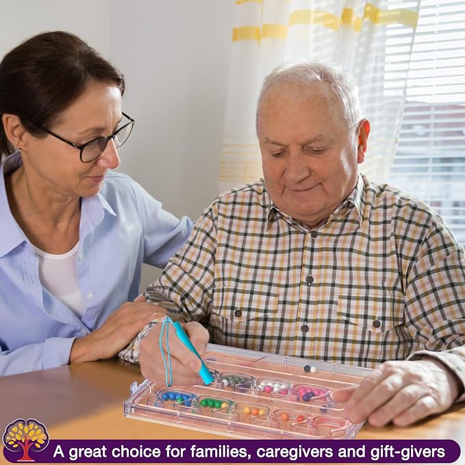 Memory Game for Senior, Dementia Activities Alzheimers Products for Elderly | Wooden Handhold Easy Magnetic Color & Number Activities for Parkinson Patients, Memory Care Cognitive Puzzle Matching Board
