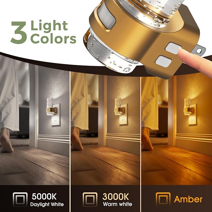 L LOHAS LED Motion Sensor Night Light, Bubble Night Lights Plug into Wall | 4 Pack 3CCT Color Temperature Change MINI Night-Light,Dimmable Nightlight with Dusk to Dawn Sensor for Rooms Bathroom Hallway
