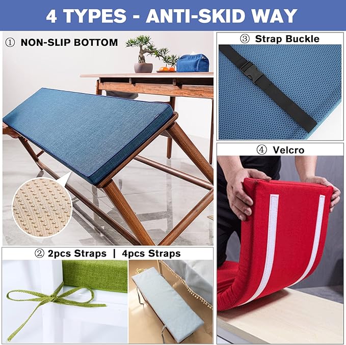 Cushion Custom Size for Bench, Customize Cushion for Indoor Outdoor Patio Furniture Window Seat, Linen Cover with Zipper and 45D High-Resilience Foam Insert (Custom Sizes, Red)