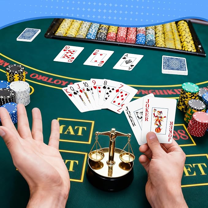Playing Cards, Deck of Cards, Poker Cards, Jumbo Poker Size Large Print Playing Cards for Adults Seniors, Card Games for Family Game Night Table Games Magic Casino Theme Party (Blue)