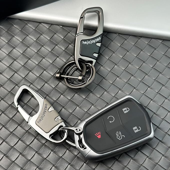 Keychain Carabiner Clip,Heavy Duty Belt Loop Car Key Ring Holder | Durable metal build, mens EDC accessory, 4 key rings, secure locking D-ring, fits belt loops, holds home, car key fobs