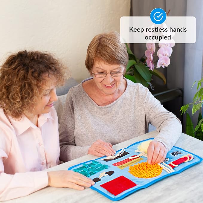 ODOXIA Fidget Blanket for Dementia | Calming & Comforting Dementia Activities for Seniors | Dementia Products for Elderly | Sensory Blanket | Helps with Alzheimer’s, Dementia, Asperger’s, Autism