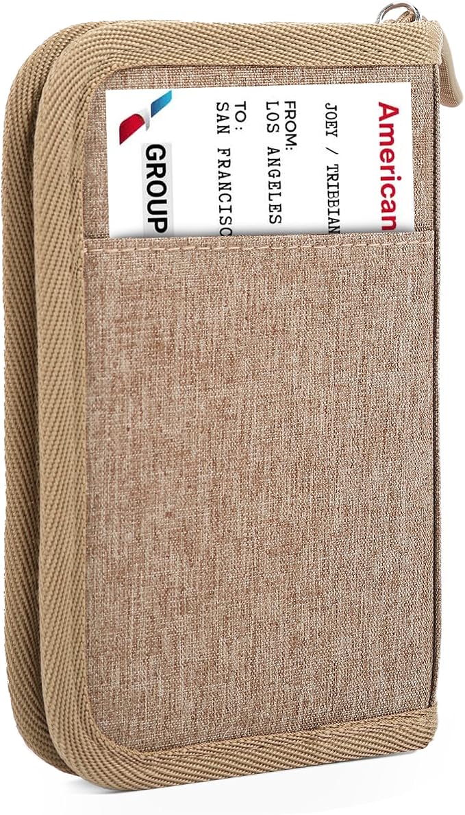 Single Passport Holder for Travel, RFID Travel Document Organizer for Women Waterproof Passport Wallet Men Portable Case for Cards, Boarding Pass, ID, Money, Tickets with Zipper