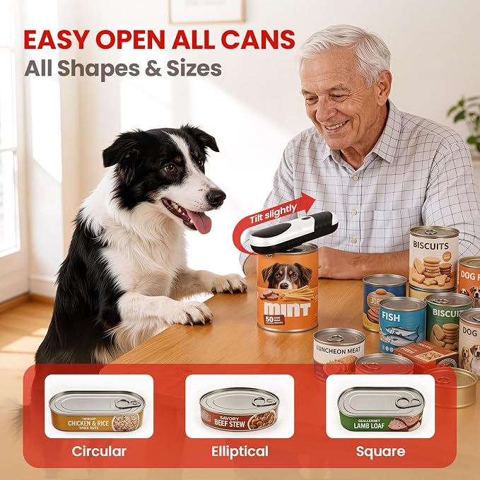 Electric Can Opener One Touch Automatic Can Opener for Seniors, Rechargeable Smooth Edge Can Opener with Magnetic Cover Catch, Food Safe Kitchen Gadget for Arthritis Hands