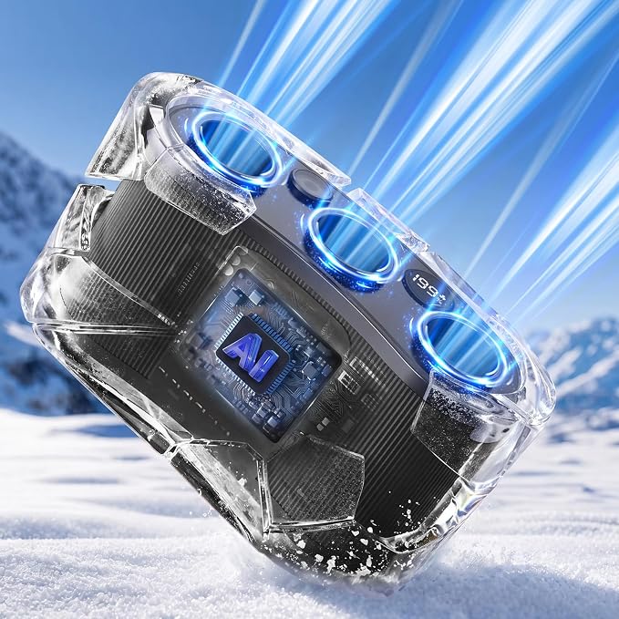 2026 25000MAh AI Portable Waist Fan, 199 Speeds 51000RPM Strong Airflow, Belt Fan with up to 15H of Working Time,Rechargeable Wearable Personal Fans for Outdoor Work Camping Construction Travel