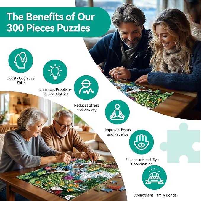 300 Piece Puzzles for Adults&Kids Large Piece, Summer Elderly Jigsaw Puzzles 300 Pieces – Dog Water Fun, Unique Artwork Perfection Game, Family Entertainment & Gift for Seniors(20.5" x 15")