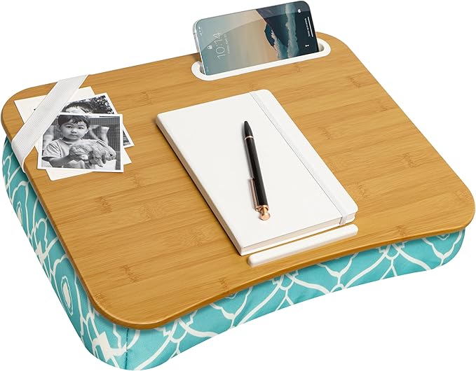 LAPGEAR Designer Lap Desk – Aqua Trellis, Fits 15.6” Laptops