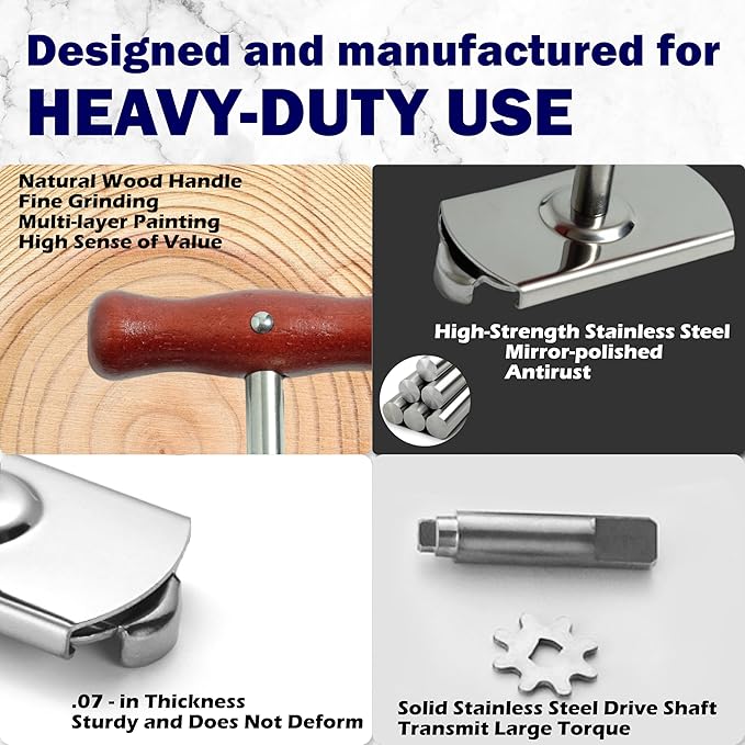 Jar Opener Set, stainless steel opener, 4-in-1 opener, silicone pad, Jar Opener for Seniors with Arthritis,Jar Openers Good for Seniors,Lid Opener for Weak Hands,wood handle