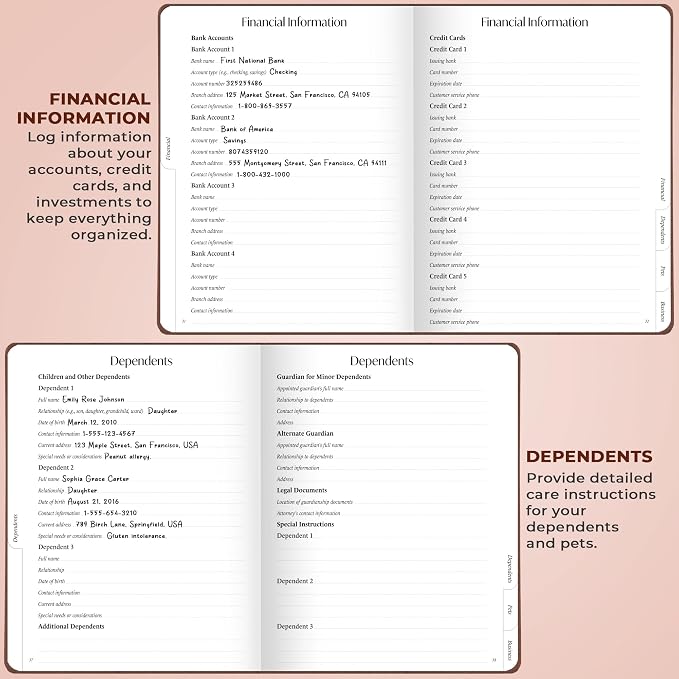 Skyline End of Life Planner – Emergency File Notebook for Important Information & Final Wishes – When I Die Beneficiary Book Organizer (Dark Terracotta)
