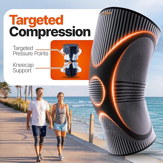 DR. BRACE Elite Compression Knee Brace for Women & Men, (2-Pack) Knee Support Compression Sleeve, Workout Sports Knee Braces for Meniscus Tear, ACL & Arthritis Pain Relief - Check Size Guide Video (Pluto, Medium)